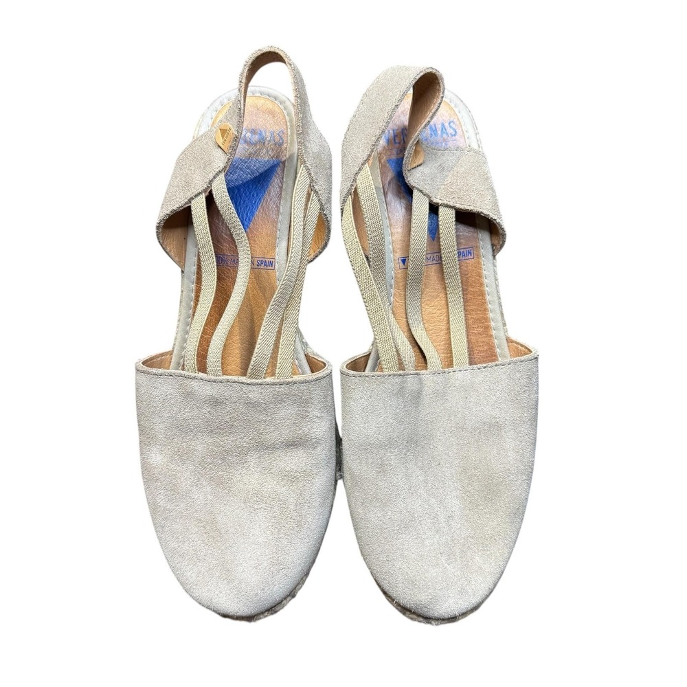 Verbenas Shoes‎ Womens Size 7.5 Beige Suede Espadrille Wedge Slingback Sandals
